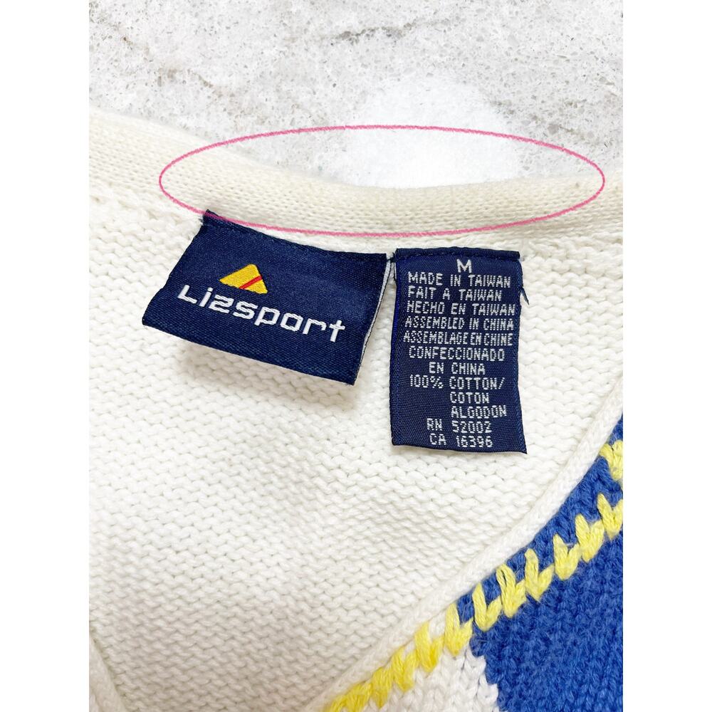 Liz Sport 90s Argyle Cable Knit Short Sleeve Tennis Sweater - Picture 6 of 6